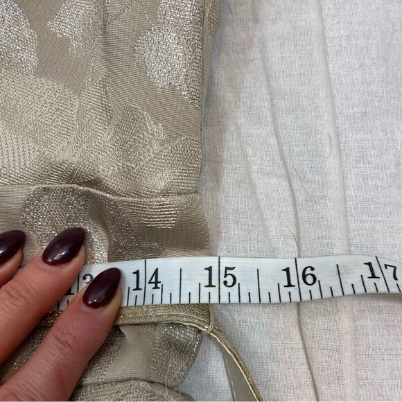 Eliza J Champagne Color Floral Brocade Ruffle Neckline Sleeveless Dress Medium - Picture 9 of 13